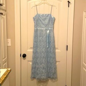 Blue lace tea length dress